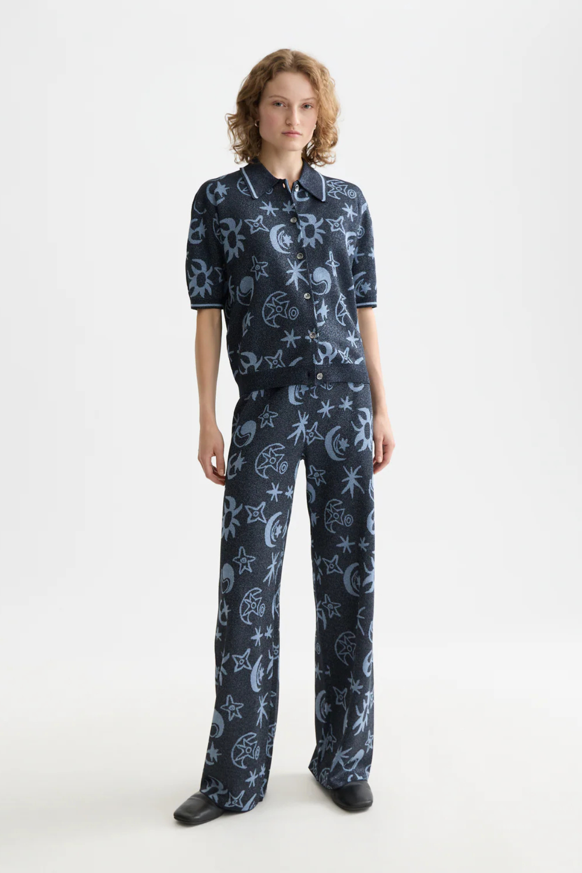 JACQUARD SHORT SLEEVE PULLOVER COSMIC SKY SPACED