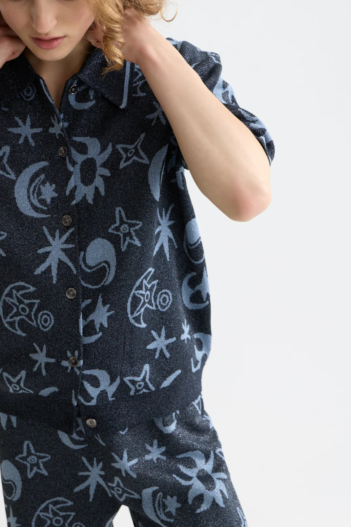 JACQUARD SHORT SLEEVE PULLOVER COSMIC SKY SPACED