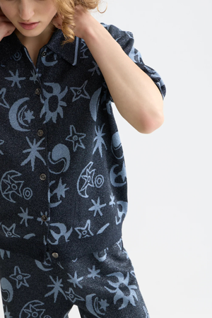 JACQUARD SHORT SLEEVE PULLOVER COSMIC SKY SPACED