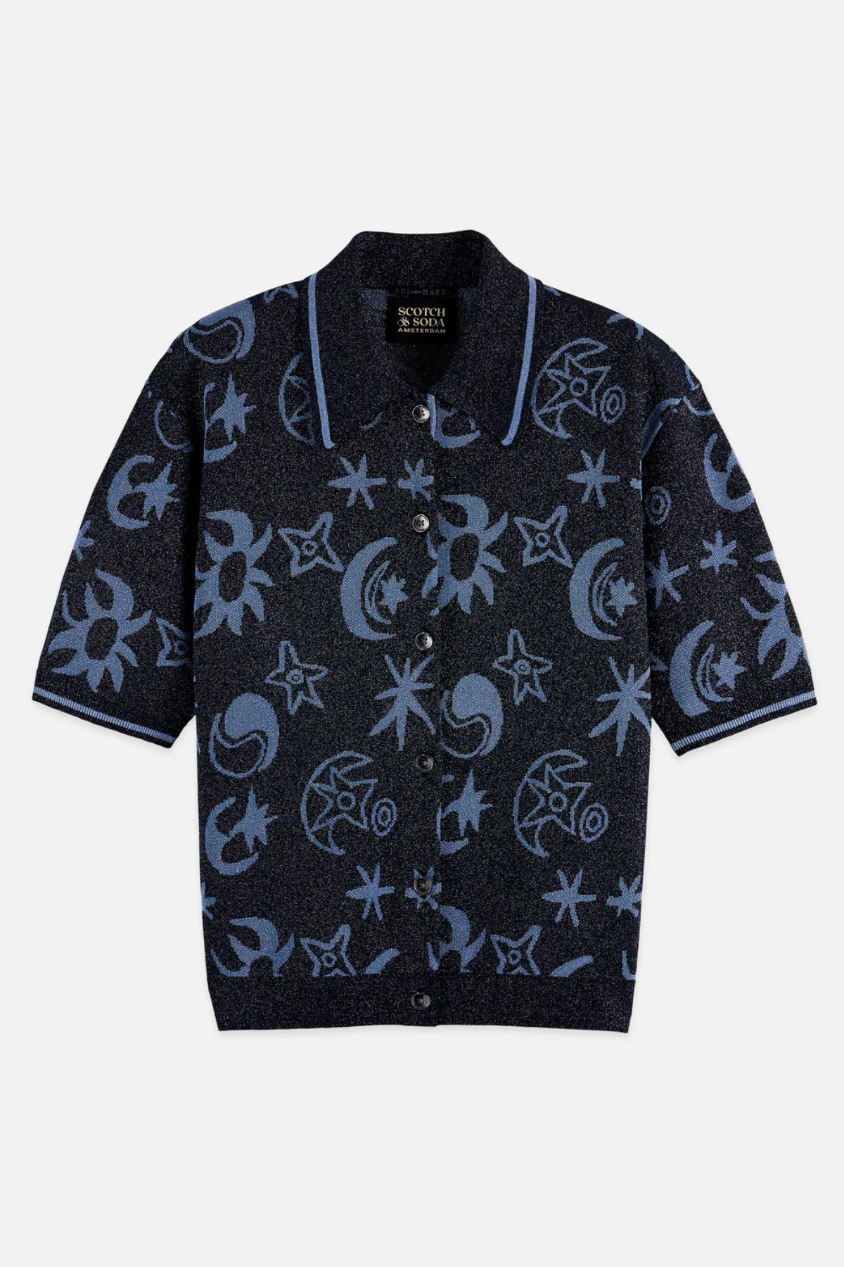 JACQUARD SHORT SLEEVE PULLOVER COSMIC SKY SPACED