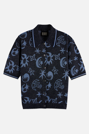 JACQUARD SHORT SLEEVE PULLOVER COSMIC SKY SPACED