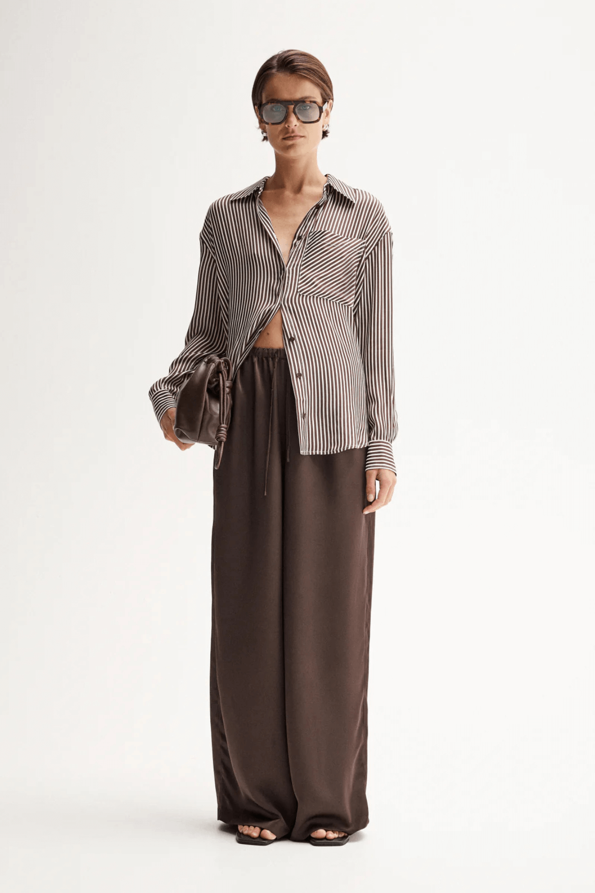 JAMIE STRIPE SHIRT BROWN STRIPE