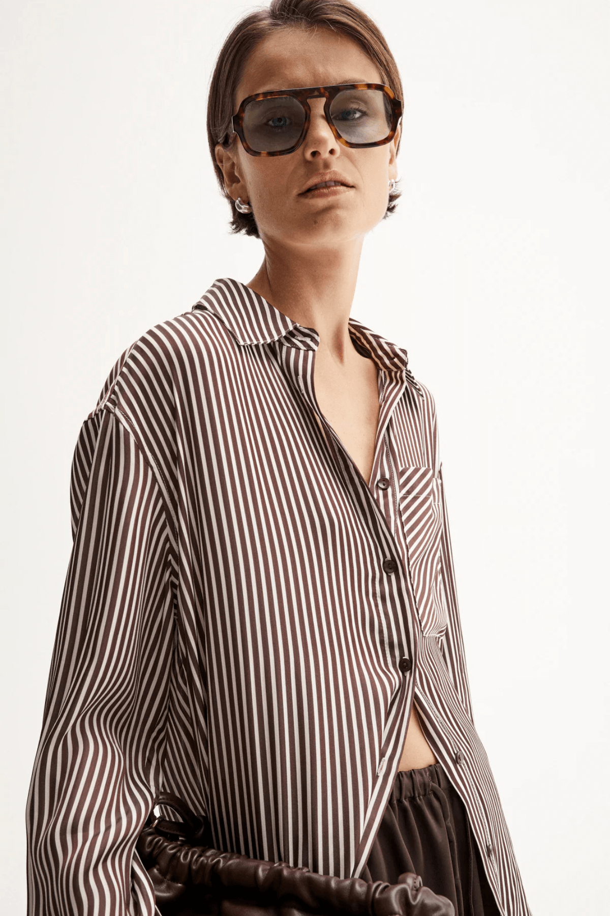 JAMIE STRIPE SHIRT BROWN STRIPE