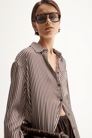 JAMIE STRIPE SHIRT BROWN STRIPE