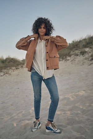 JOPLIN LINEN SHORT JACKET CINNAMON SWIRL