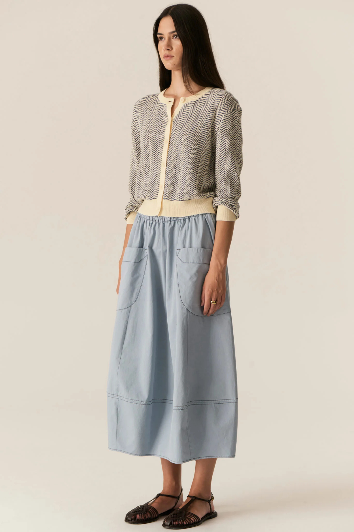 JULES CARDIGAN BLUE/IVORY