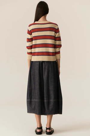 JULES STRIPE KNIT PEBBLE/RED