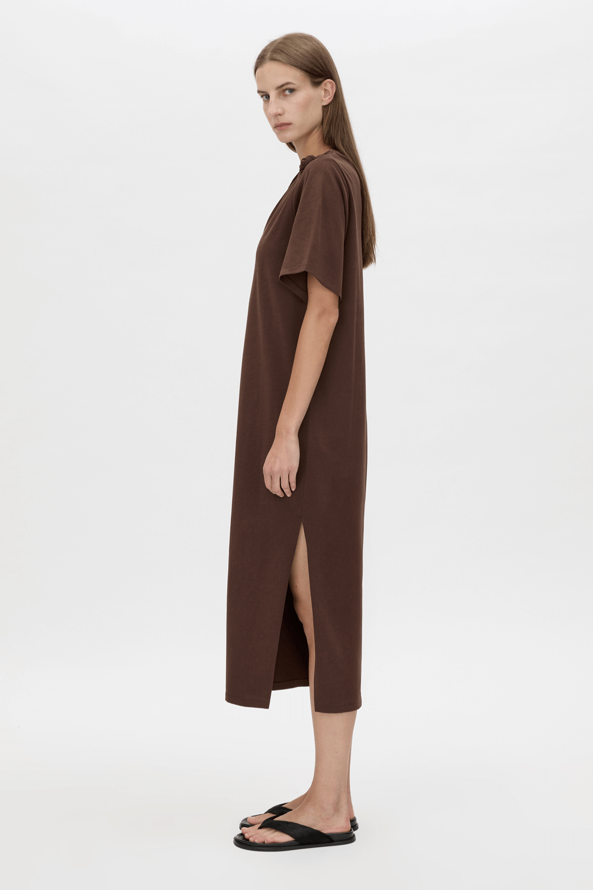 JUNO KNOT TEE DRESS CHOCOLATE