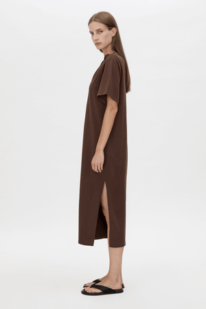 JUNO KNOT TEE DRESS CHOCOLATE