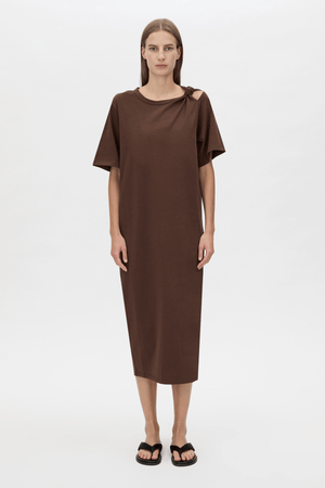 JUNO KNOT TEE DRESS CHOCOLATE