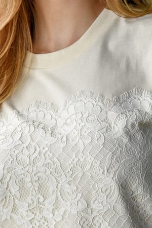 JUST TO SAVE LACE T-SHIRT CREAM