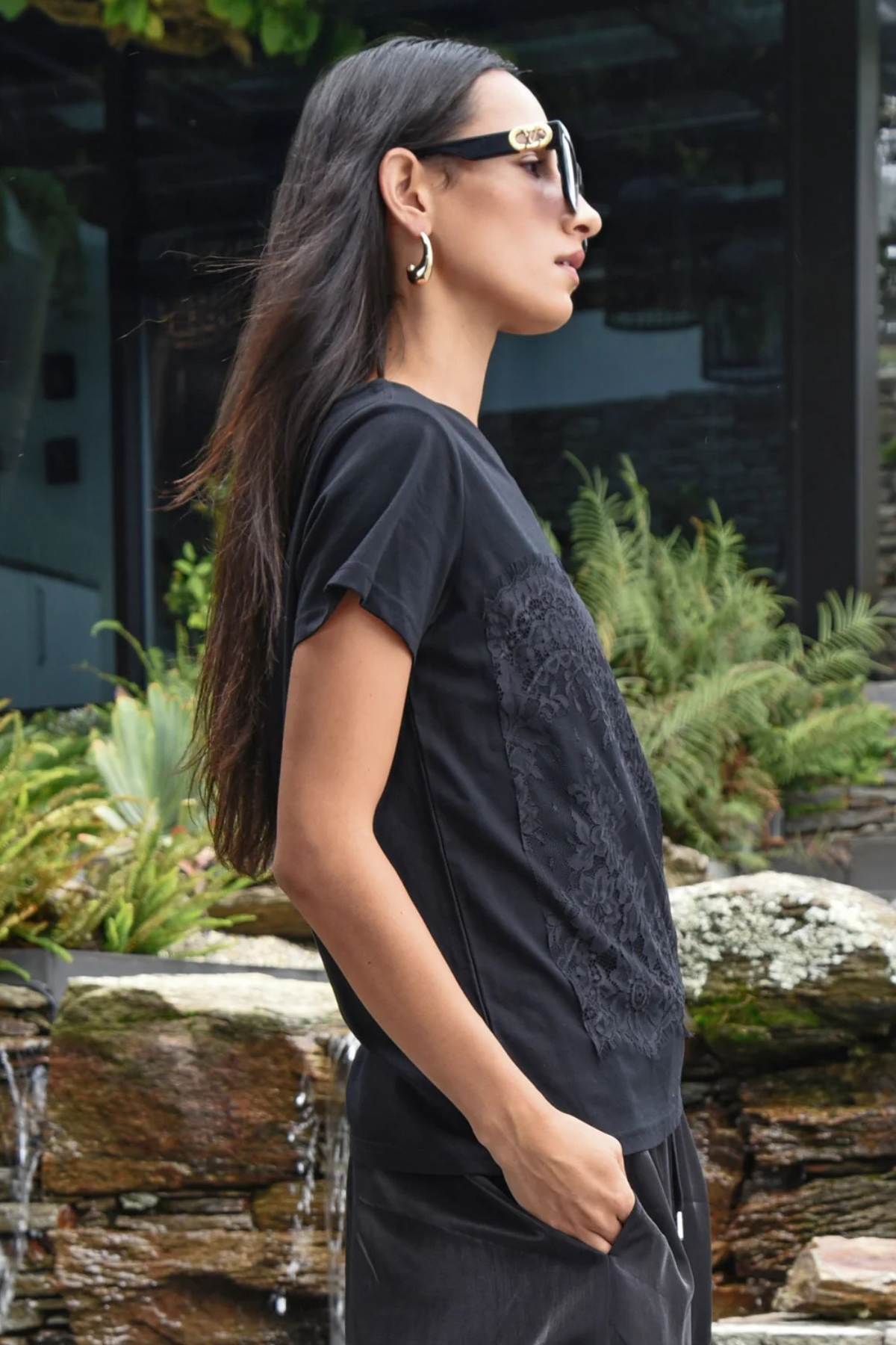 JUST TO SAVE LACE T-SHIRT BLACK