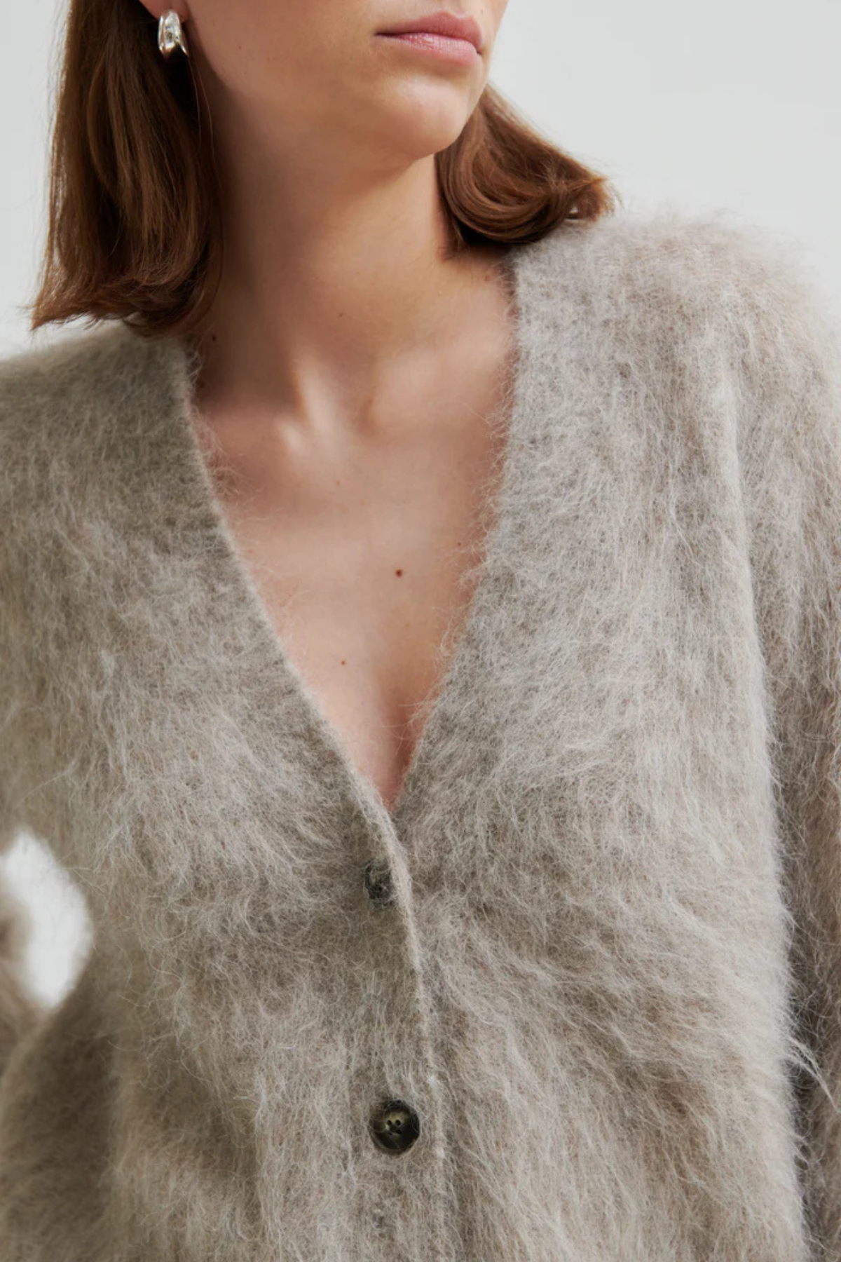 KARLA FLUFFY CARDIGAN PUMICE STONE