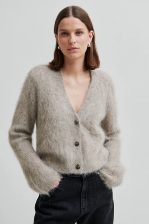 KARLA FLUFFY CARDIGAN PUMICE STONE