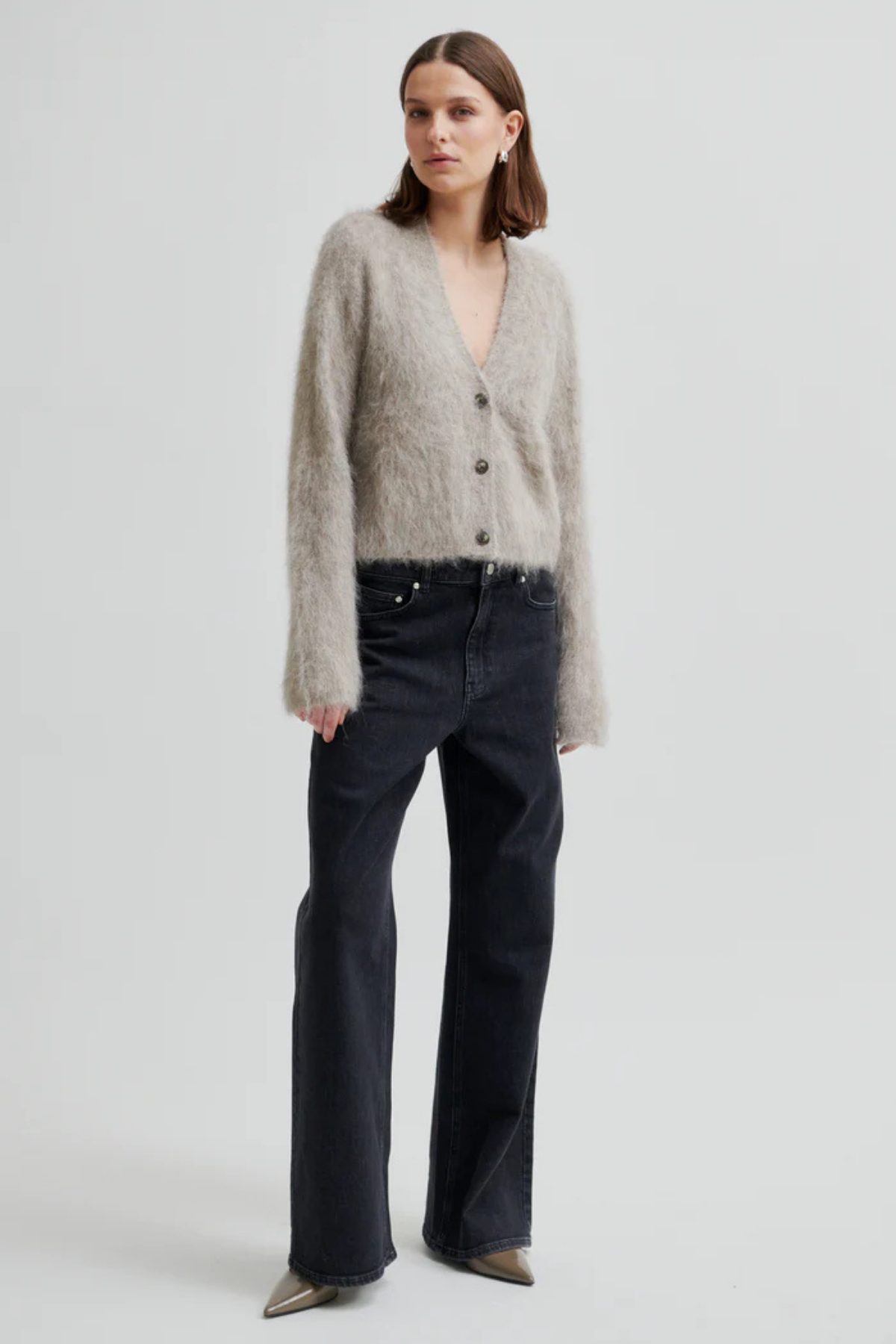KARLA FLUFFY CARDIGAN PUMICE STONE