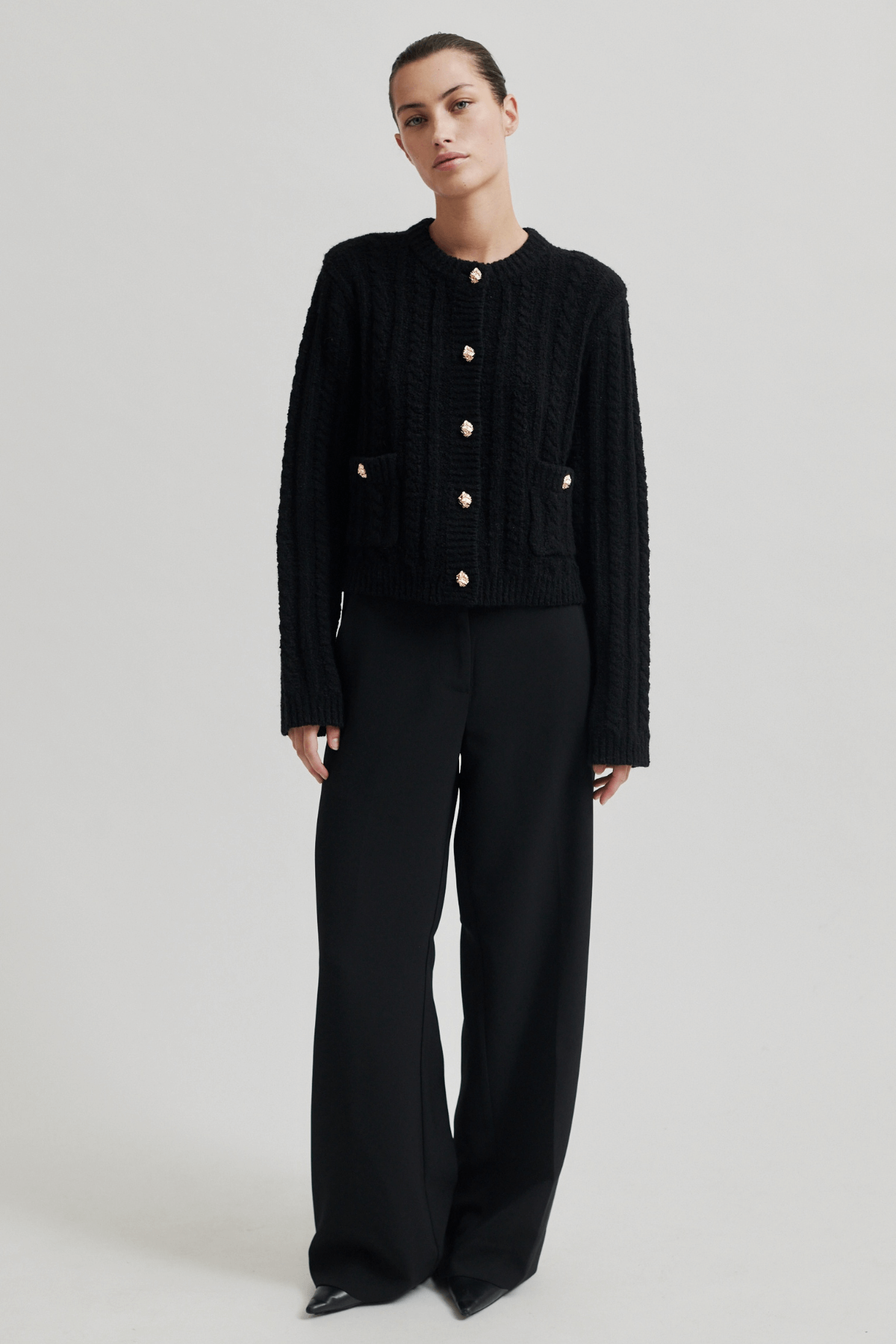 KAROLINA KNIT CARDIGAN BLACK