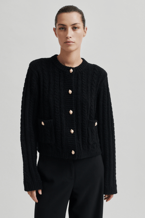 KAROLINA KNIT CARDIGAN BLACK