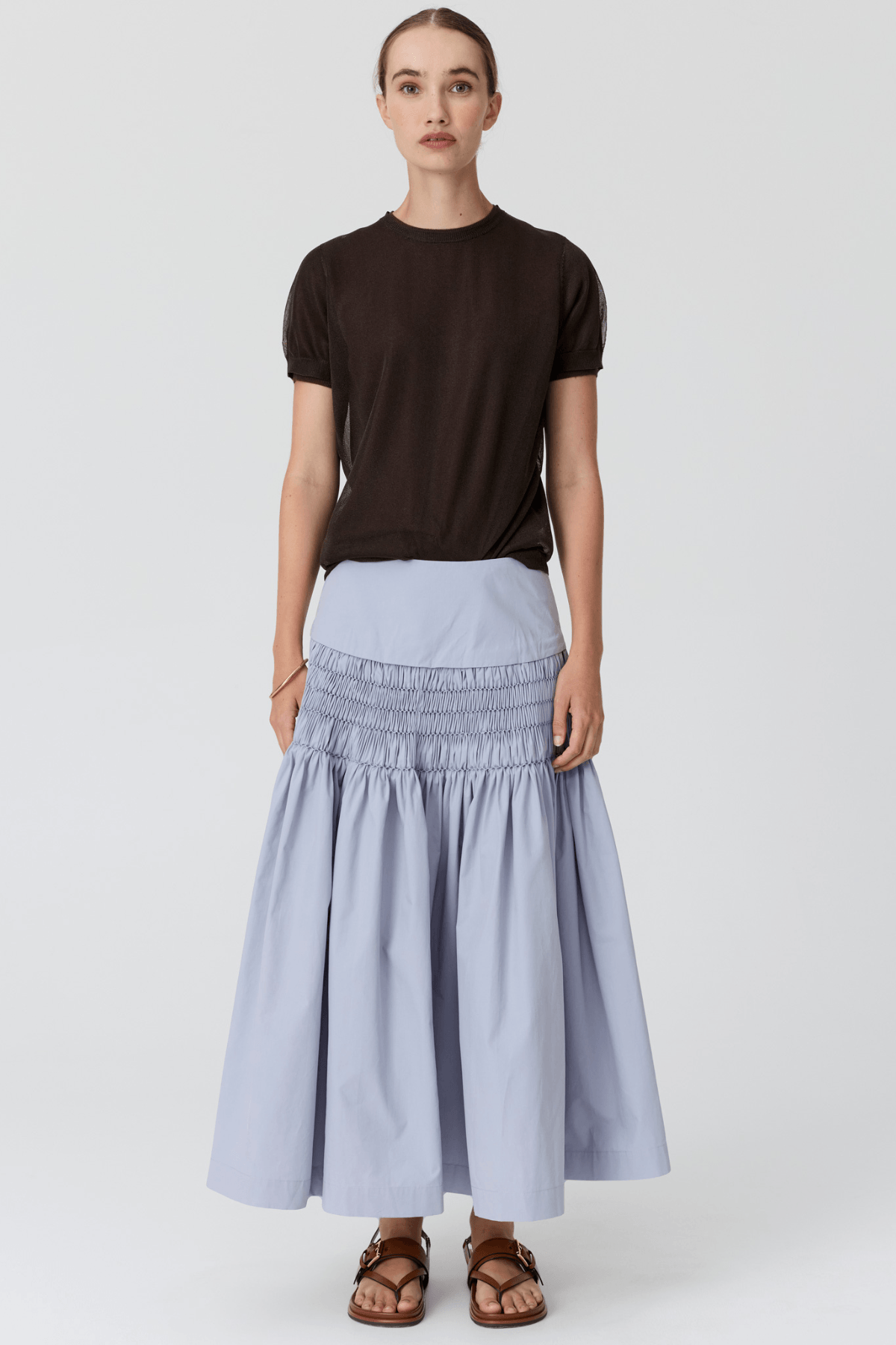 KASPAR LAYERED TEE CHOC/CHOC