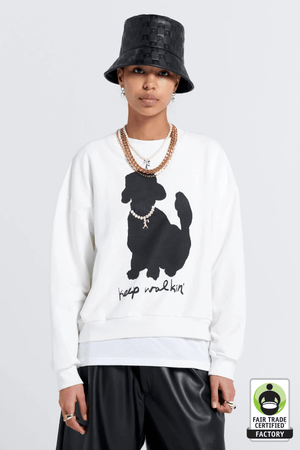 KEEP WALKIN ORGANIC COTTON CREWNECK OFF WHITE