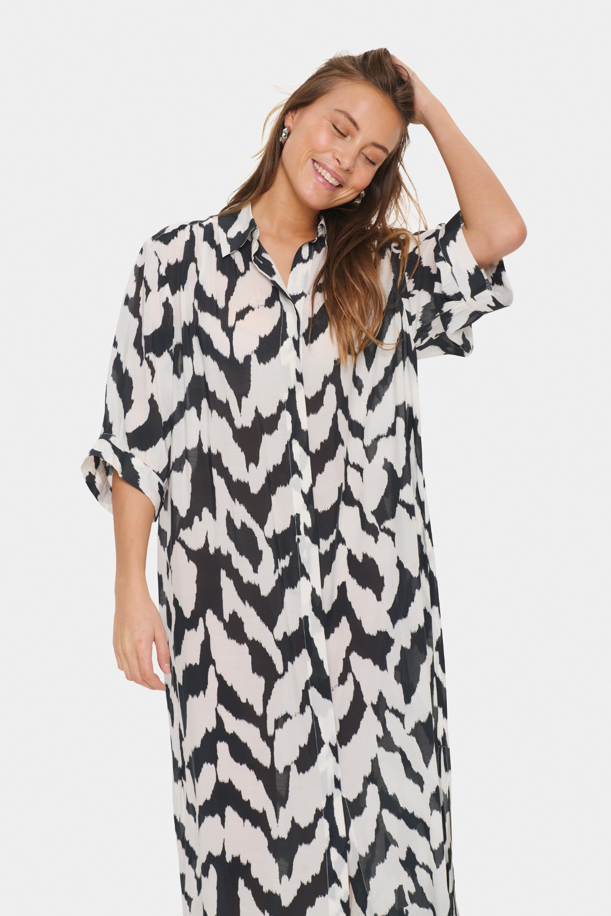 KELSIE SHIRT DRESS BLACK MONOCHROME