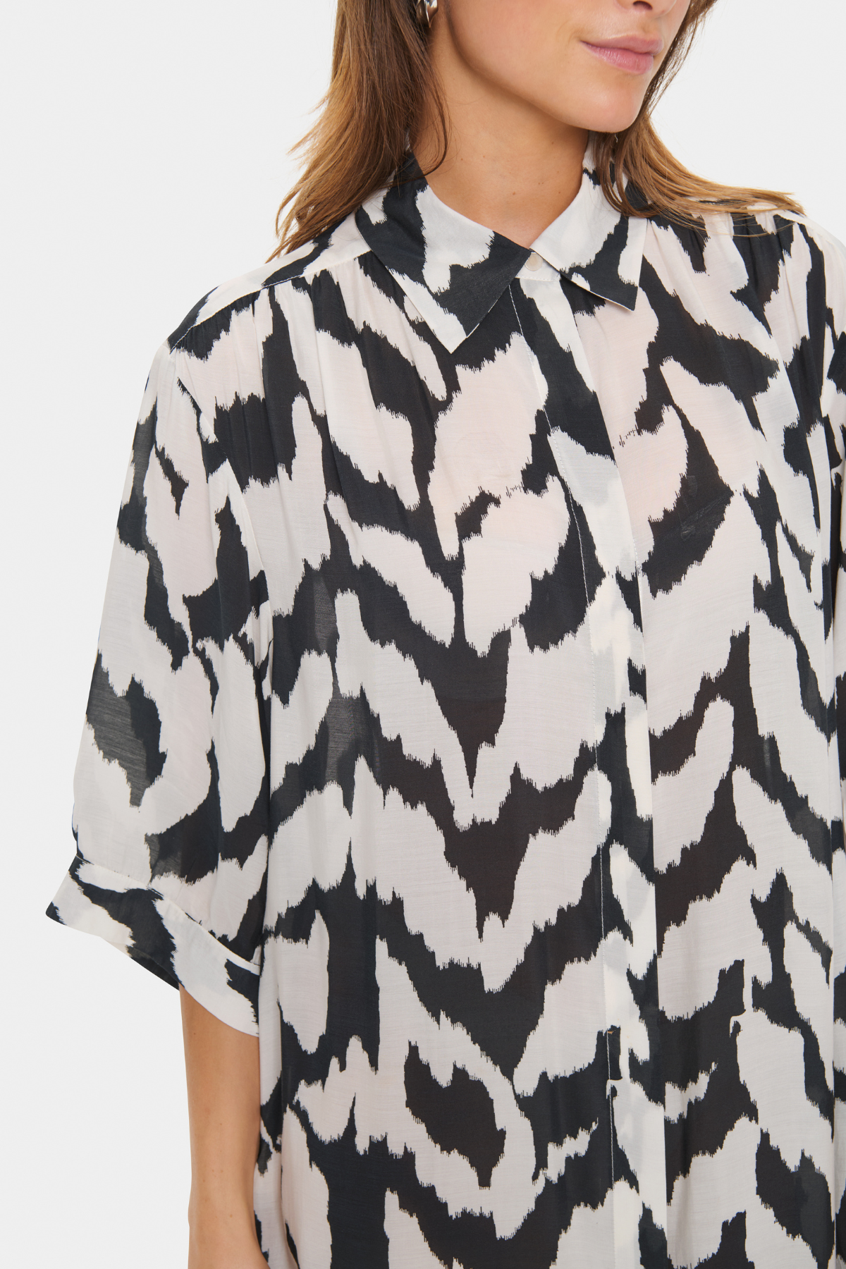 KELSIE SHIRT DRESS BLACK MONOCHROME