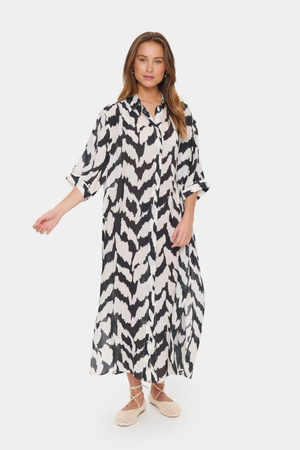 KELSIE SHIRT DRESS BLACK MONOCHROME