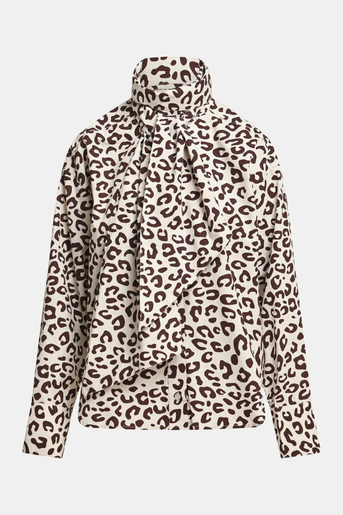 KHALEESI PUSSY BOW TIE SHIRT BROWN/CREAM