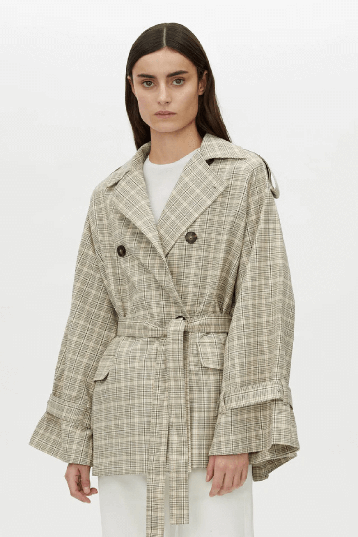 KINETIC TATTERSAL TRENCH TAUPE CHECK