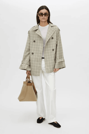 KINETIC TATTERSAL TRENCH TAUPE CHECK
