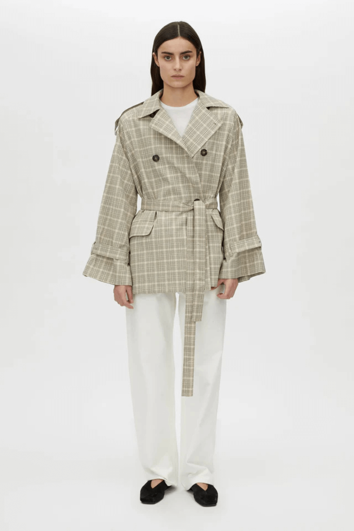 KINETIC TATTERSAL TRENCH TAUPE CHECK
