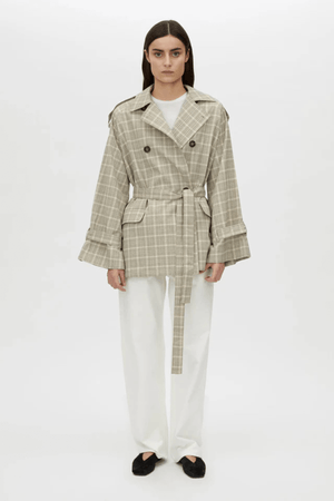 KINETIC TATTERSAL TRENCH TAUPE CHECK