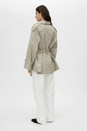 KINETIC TATTERSAL TRENCH TAUPE CHECK