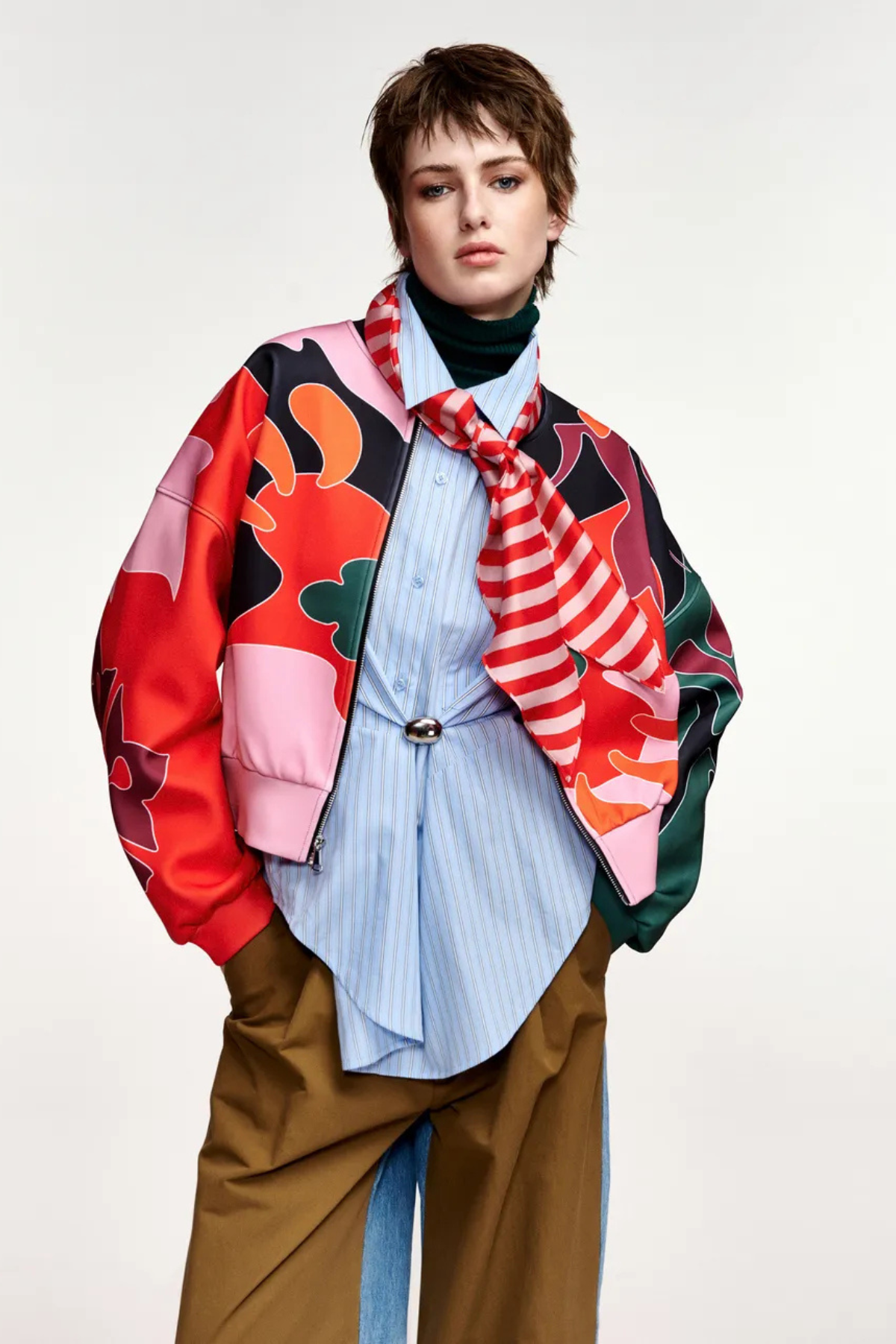 KIVA PLACED PRINT BOMBER JACKET