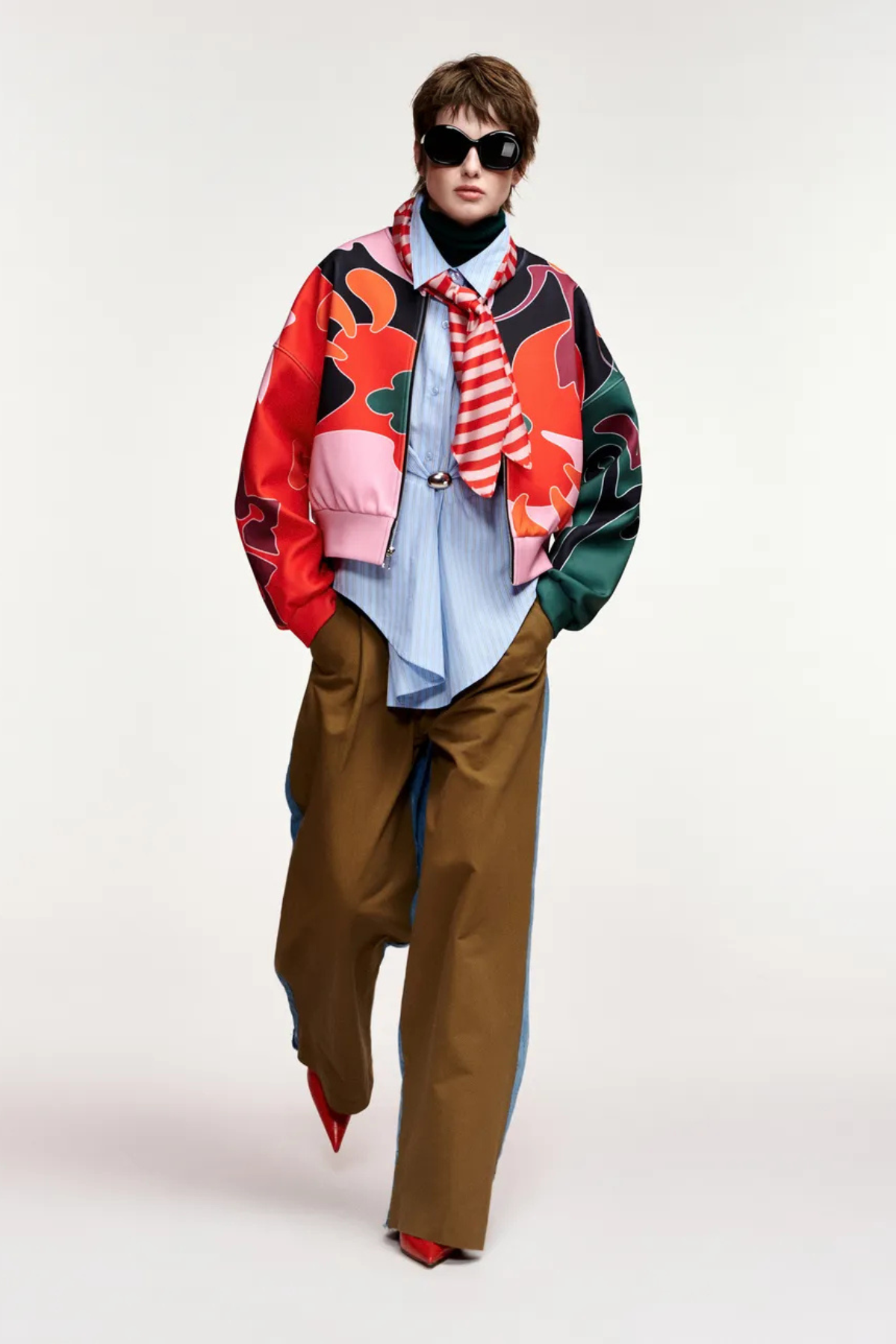 KIVA PLACED PRINT BOMBER JACKET