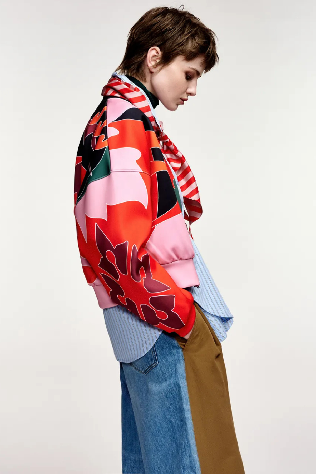 KIVA PLACED PRINT BOMBER JACKET