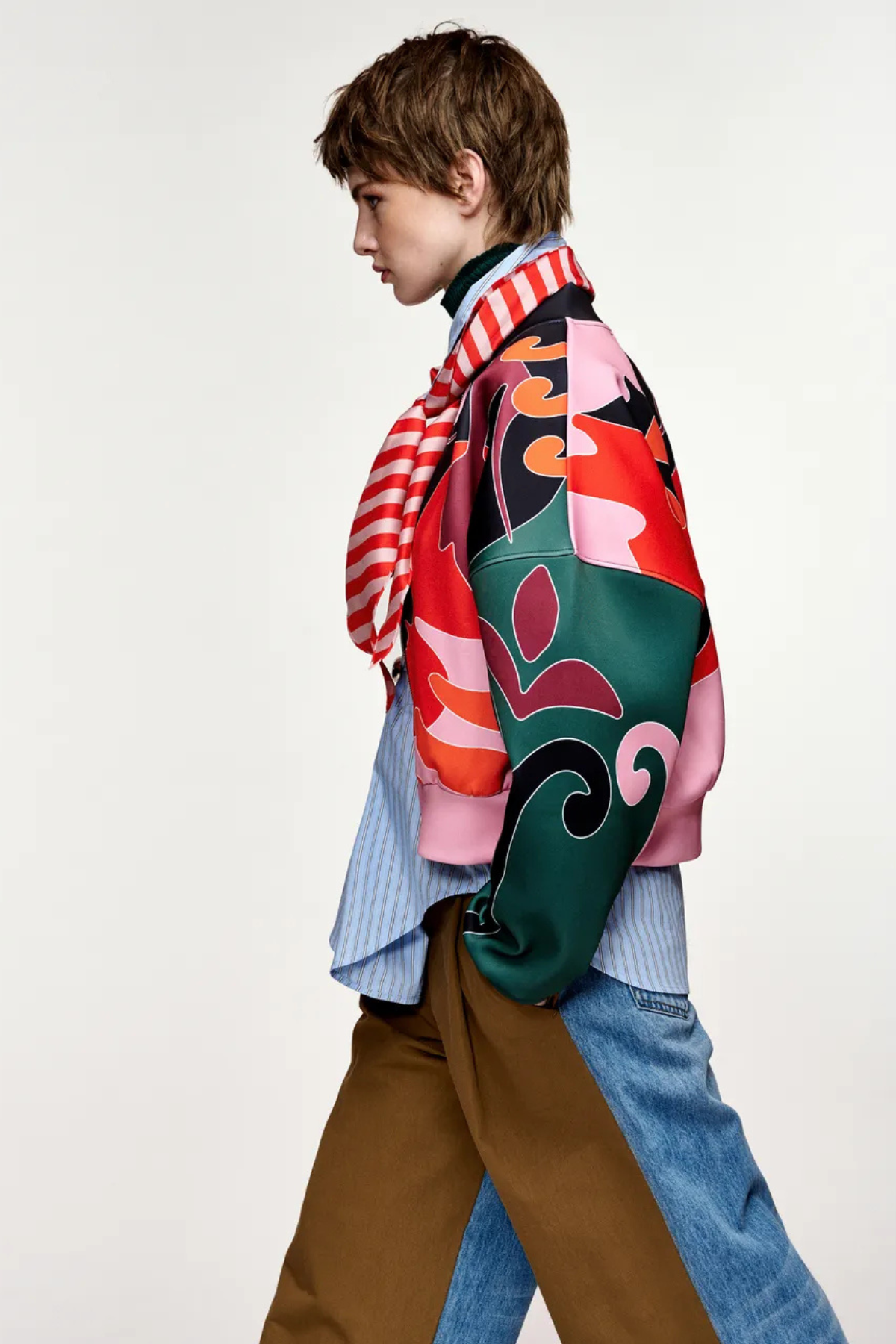 KIVA PLACED PRINT BOMBER JACKET