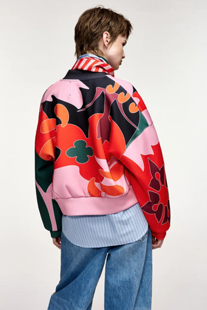 KIVA PLACED PRINT BOMBER JACKET