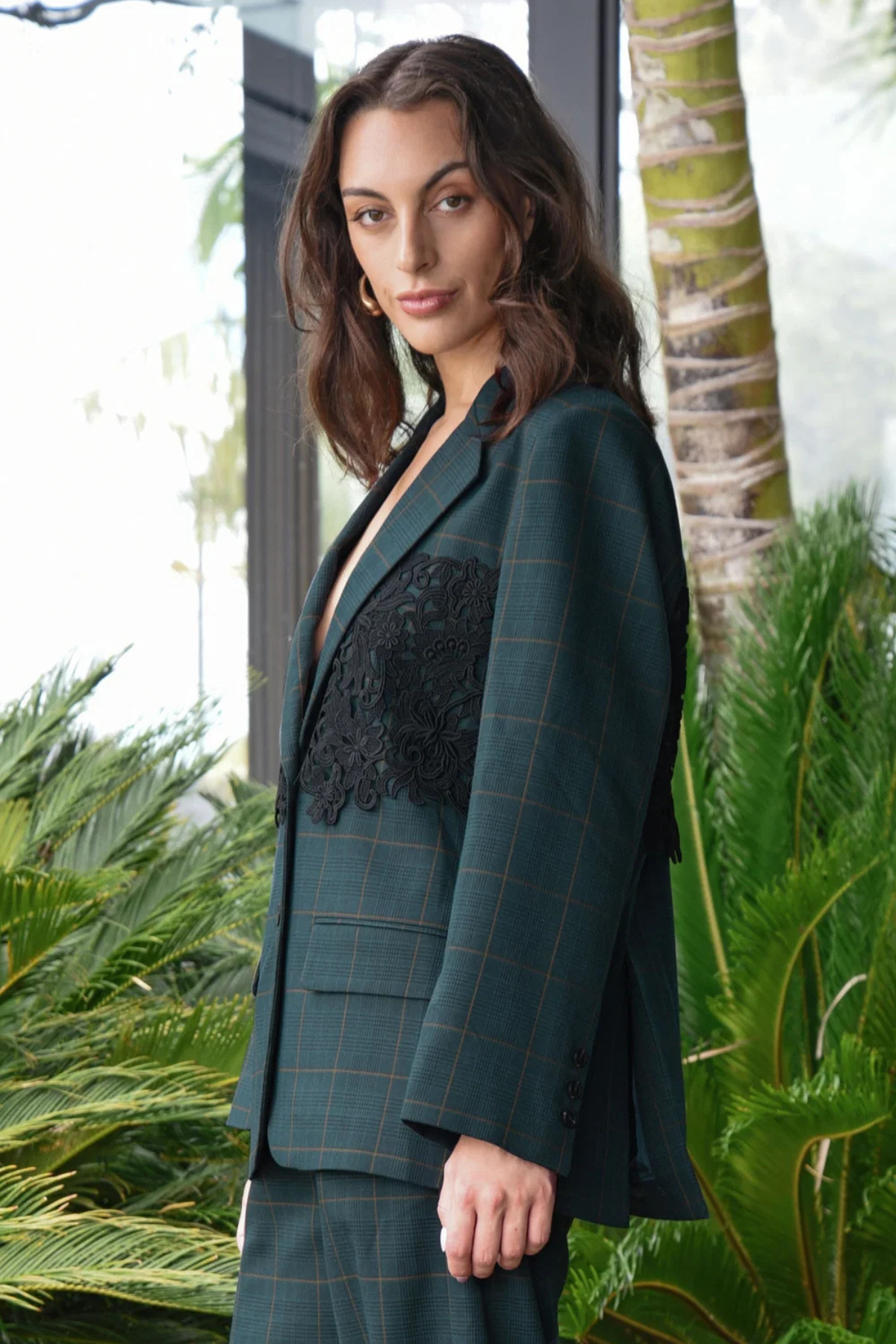 LACE THE DAY JACKET TEAL CHECK