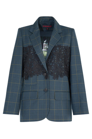 LACE THE DAY JACKET TEAL CHECK