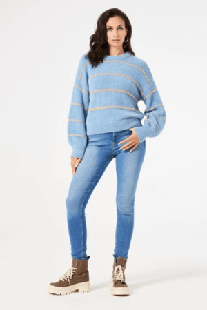LADIES PULLOVER FADED DENIM