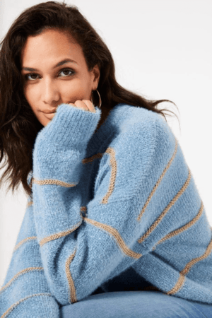 LADIES PULLOVER FADED DENIM