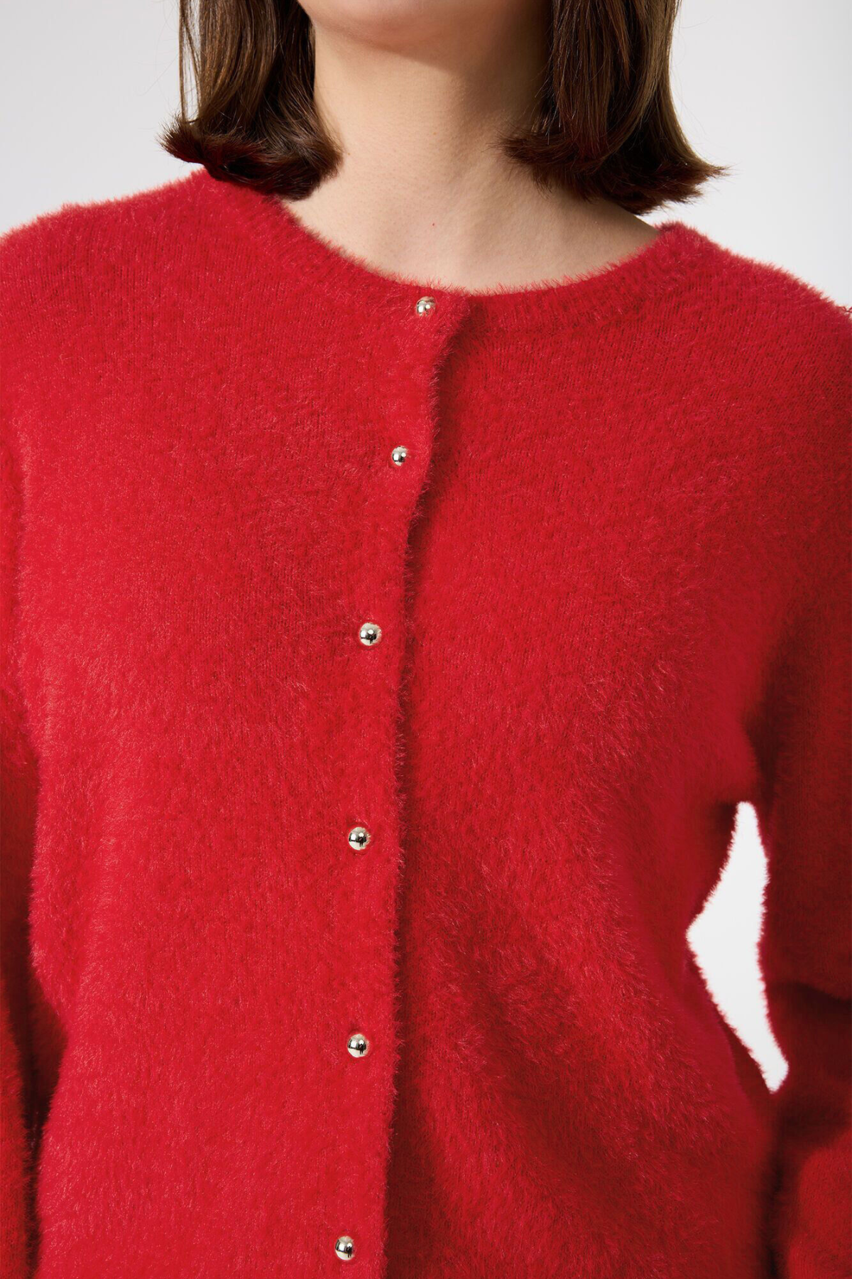 LADIES CARDIGAN TRUE RED