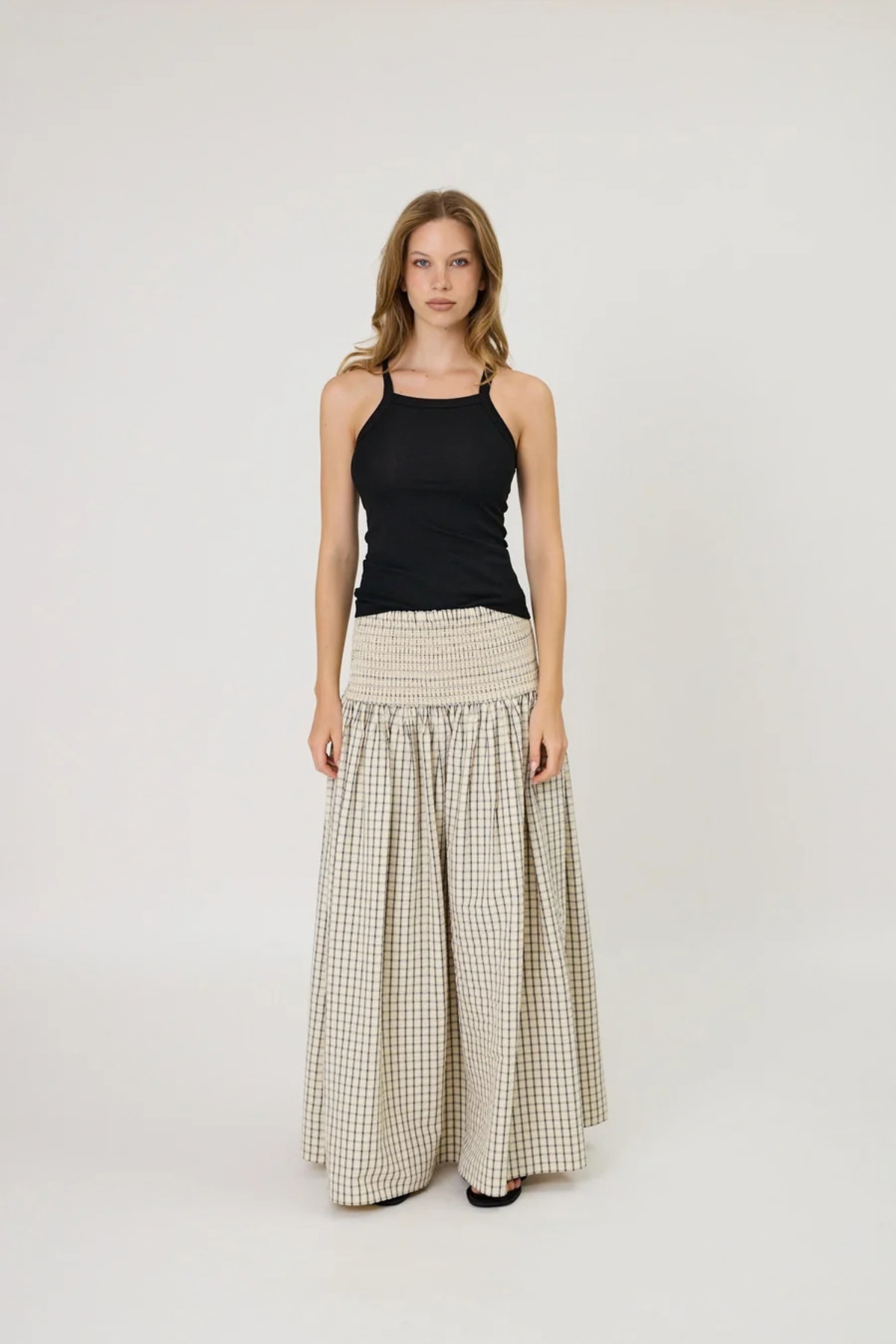 LAINEY SKIRT IVORY CHECK