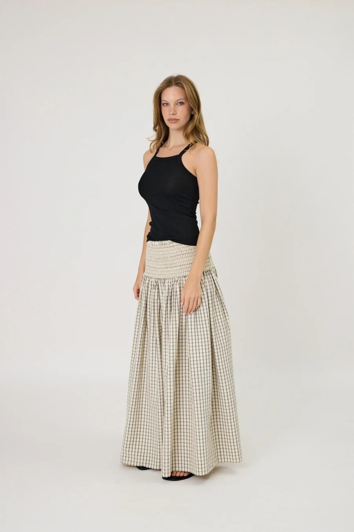 LAINEY SKIRT IVORY CHECK