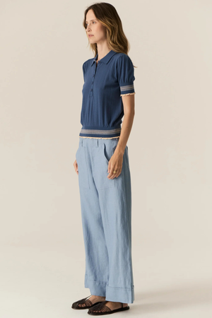 LASK KNIT POLO INK/ECRU
