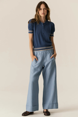 LASK KNIT POLO INK/ECRU