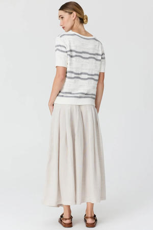 LIANA TEE TEXTURED STRIPE WHITE/SILVER