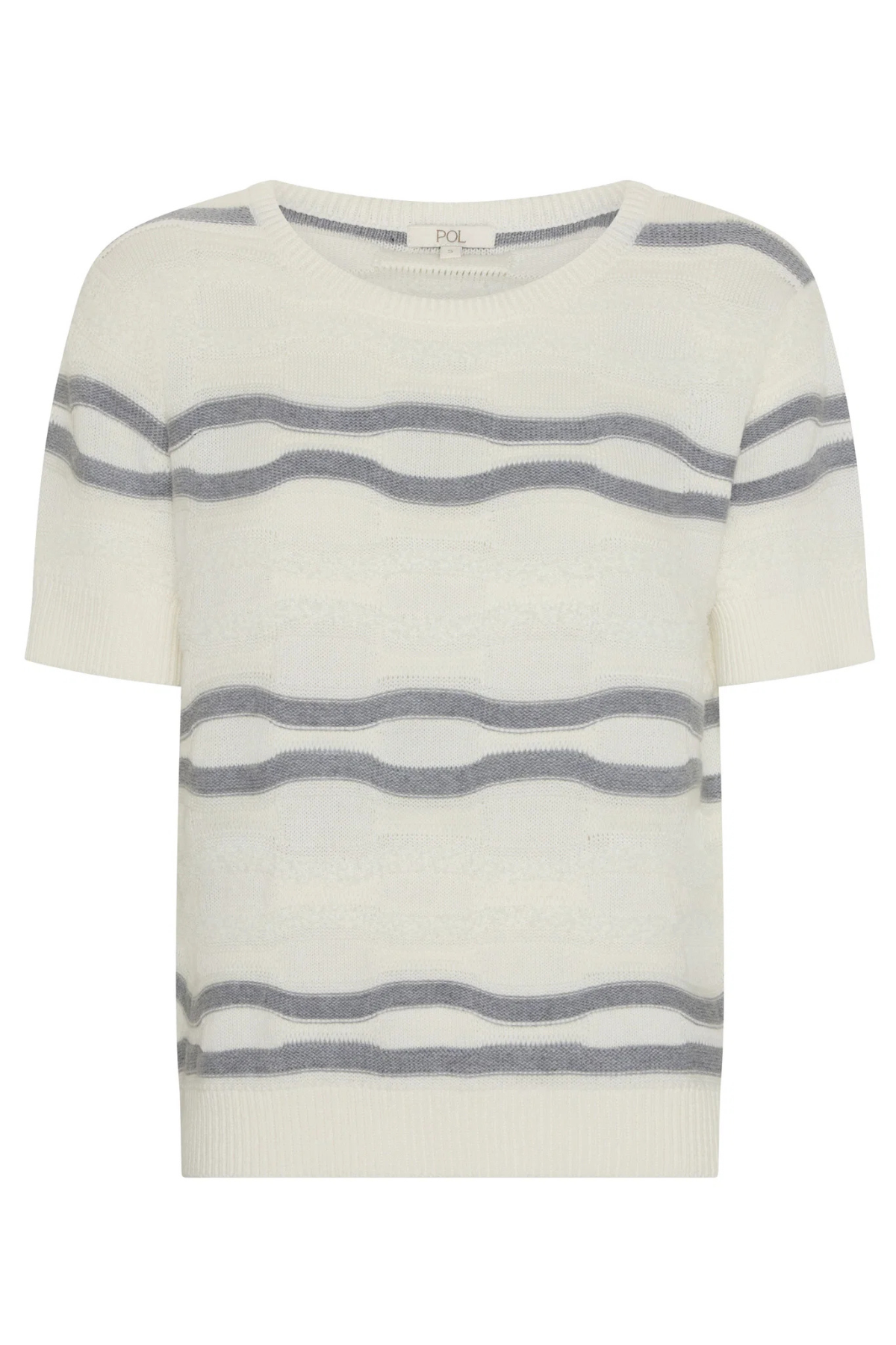 LIANA TEE TEXTURED STRIPE WHITE/SILVER