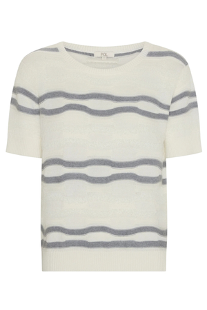 LIANA TEE TEXTURED STRIPE WHITE/SILVER