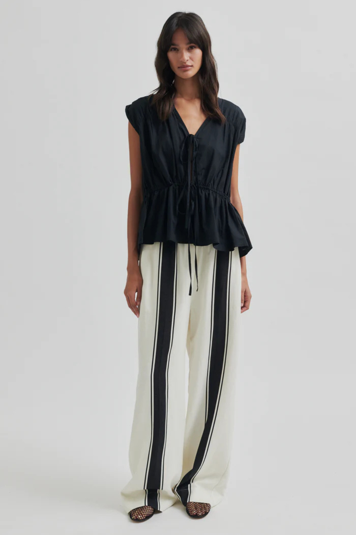 LIE BLOCK STRIPE PANT WHITE